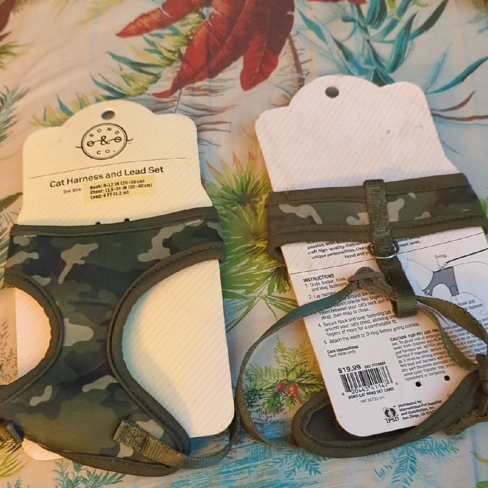 Bond & Co Army Camo One Size Padded Cat Harness New